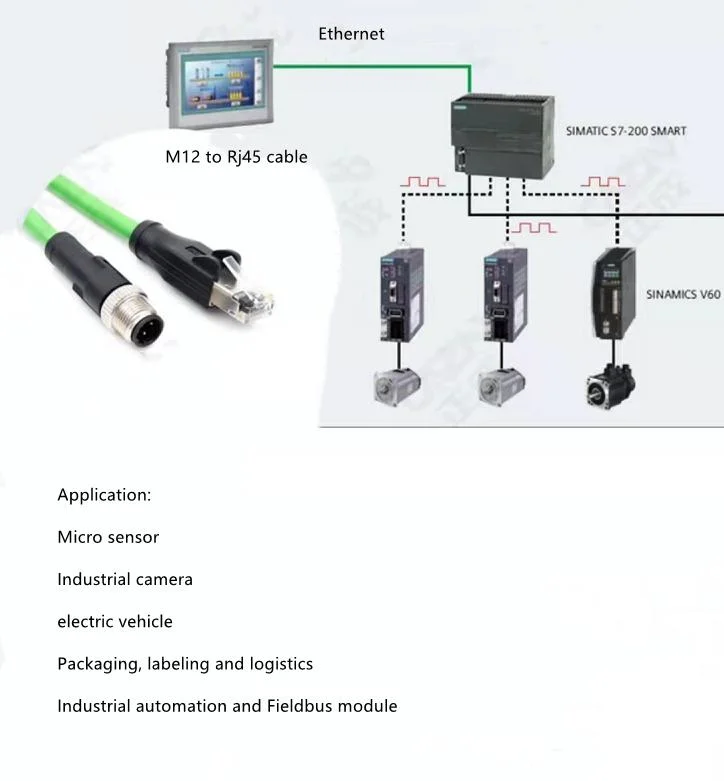 Sensor Cabele M12 X-Code 8pin to RJ45 Industrial Ethernet SFTP Cat5e Cable Assemblies for CCD Industrial Camera System