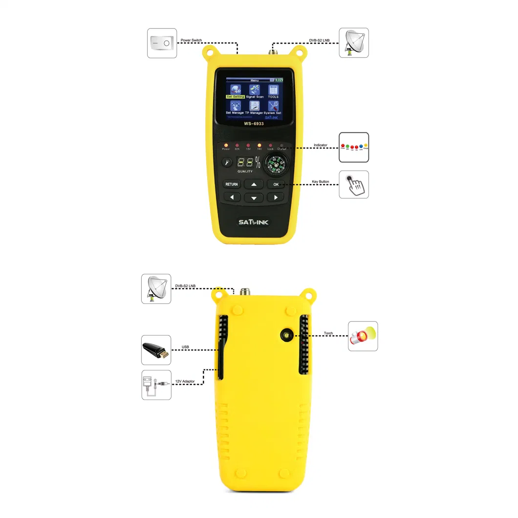 DVB-S/S2 Handheld Satellite Finder TV Receiver Diseqc Switch Software AV Cable Hot Sale Price
